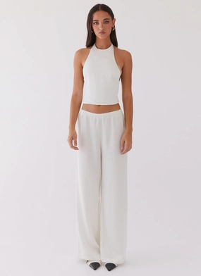 Bree Satin Halterneck Top - Pearl Bree Satin Halterneck Top - Pearl