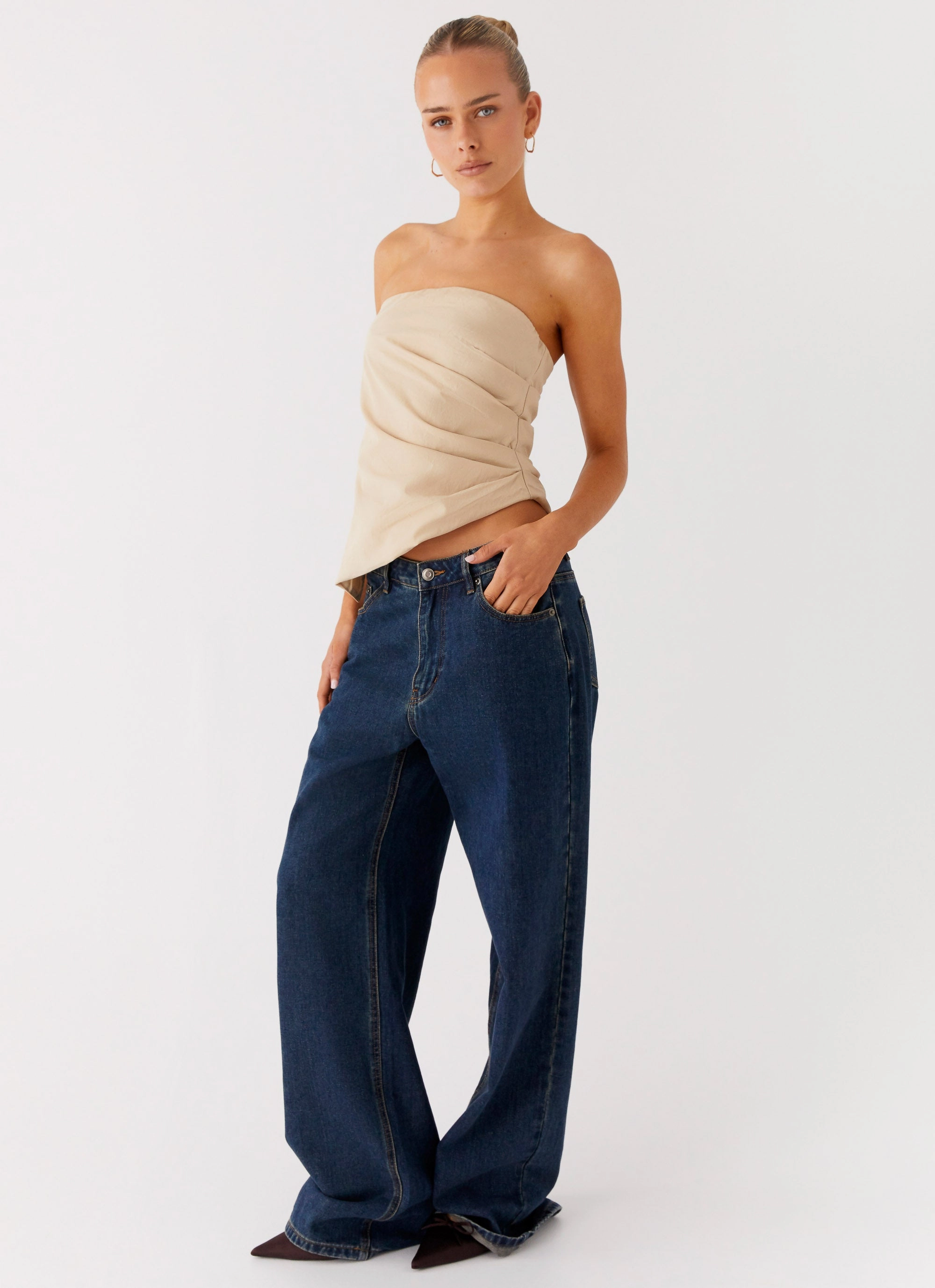 Briana Strapless Top - Tan