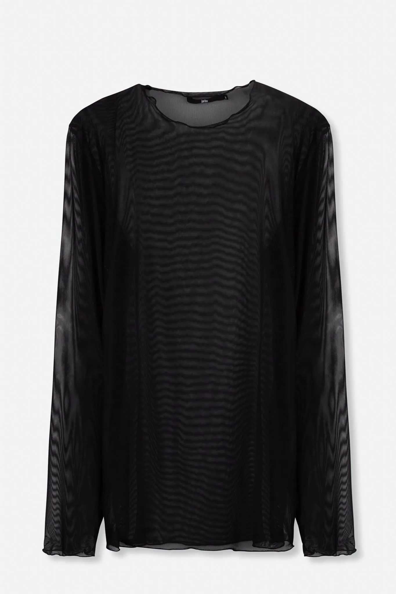BRIANNA BLACK MESH LAYERING LONG SLEEVE HIGH CREW