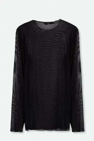 BRIANNA BLACK MESH LAYERING LONG SLEEVE HIGH CREW BRIANNA BLACK MESH LAYERING LONG SLEEVE HIGH CREW