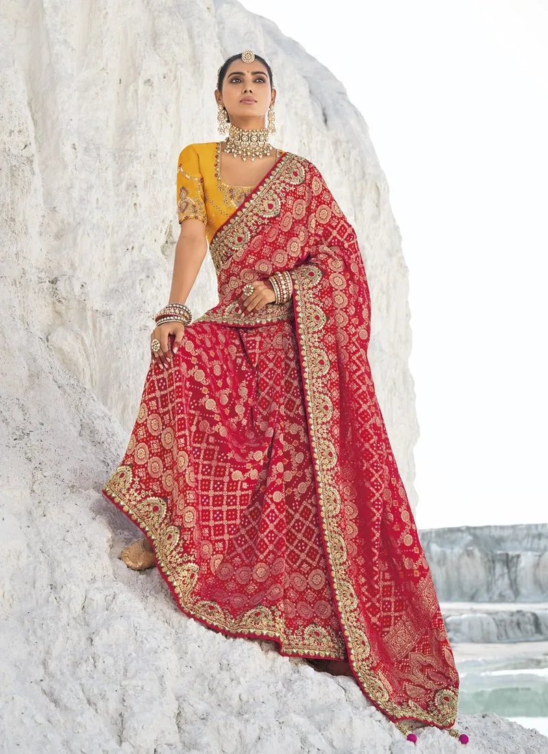 Bridal Georgette Bandani Patola Saree