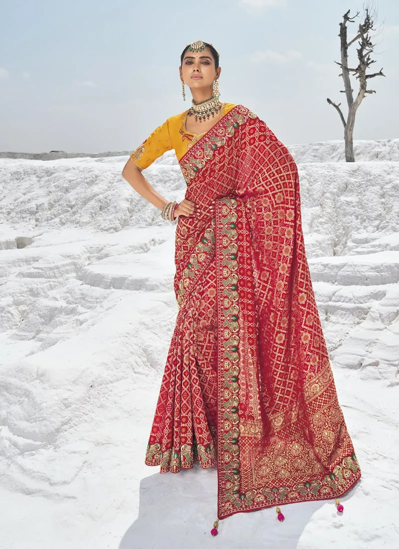Bridal Georgette Bandani Patola Saree