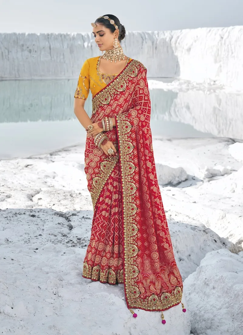 Bridal Georgette Bandani Patola Saree