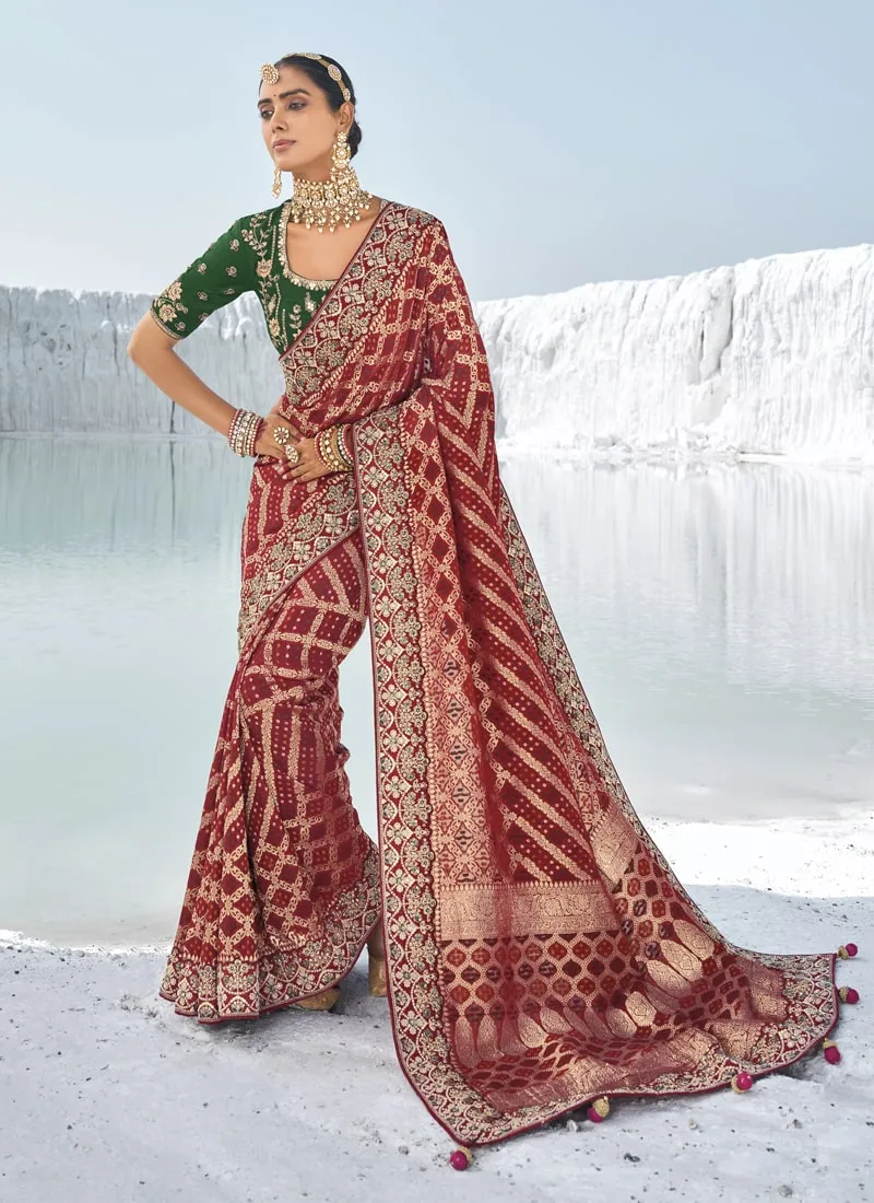 Bridal Georgette Bandani Patola Saree