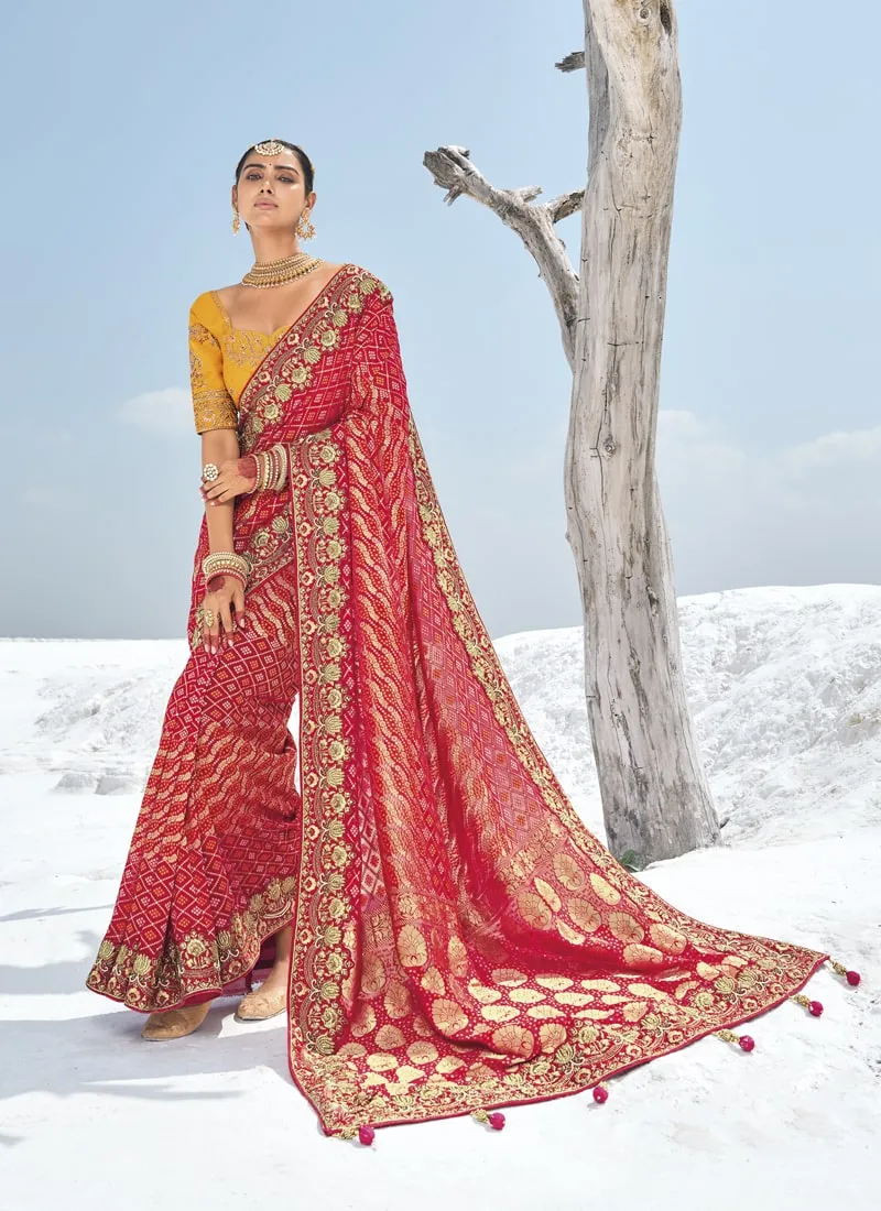 Bridal Georgette Bandani Patola Saree