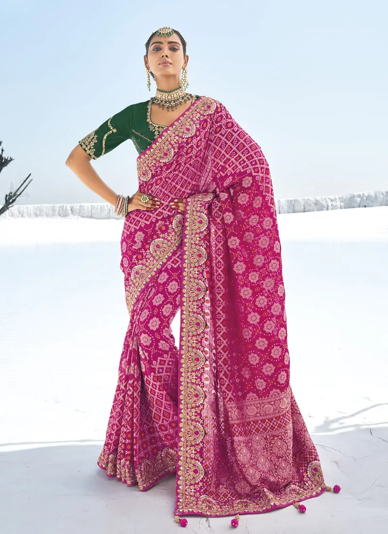 Bridal Georgette Bandani Patola Saree