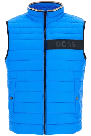bright blue quilted gilet with high collar and zip 50464300 BRIGHT BLUE