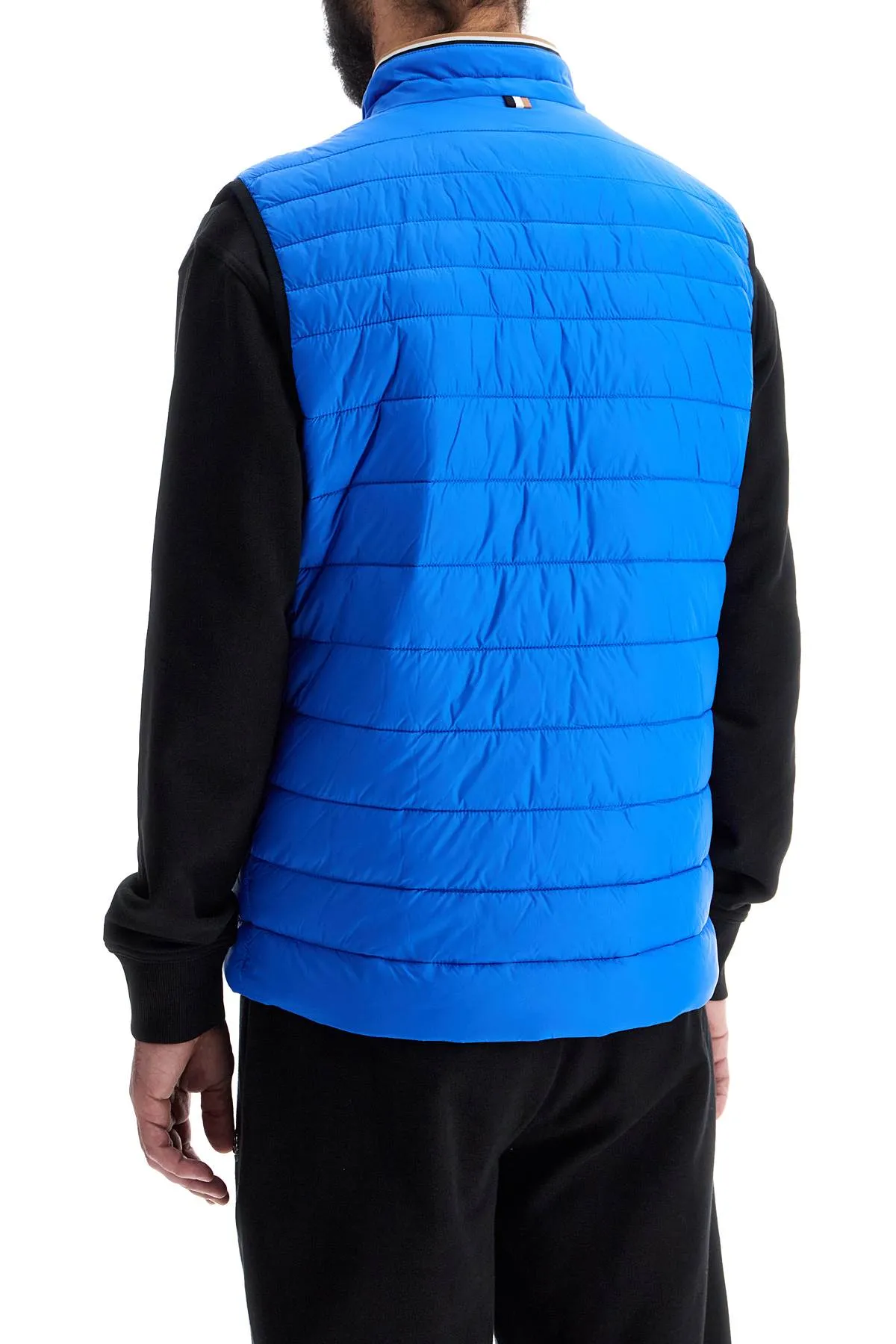 bright blue quilted gilet with high collar and zip 50464300 BRIGHT BLUE