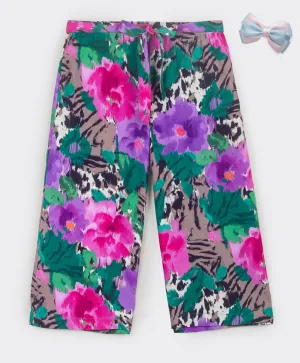 BRIGHT FLOWER AND ANIMAL PRINT PANTS