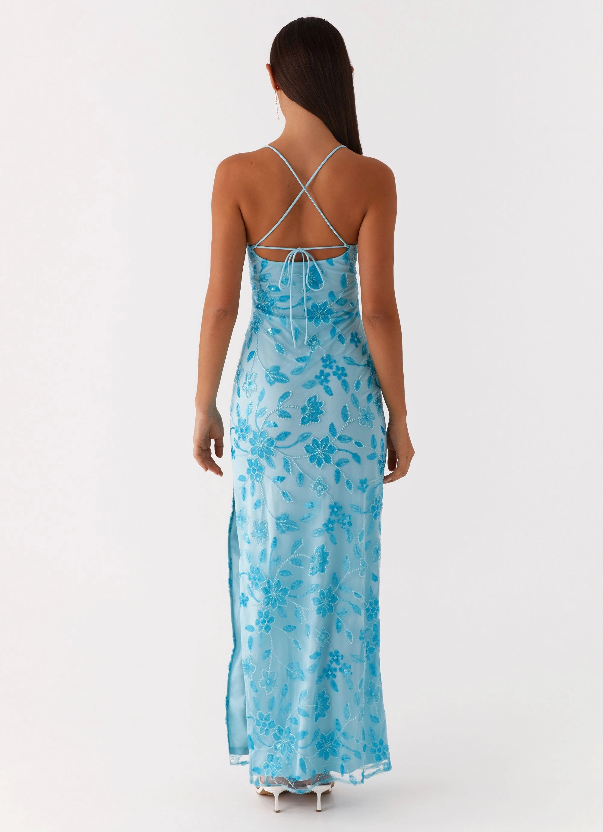 Bright Lights Beaded Maxi Dress - Blue