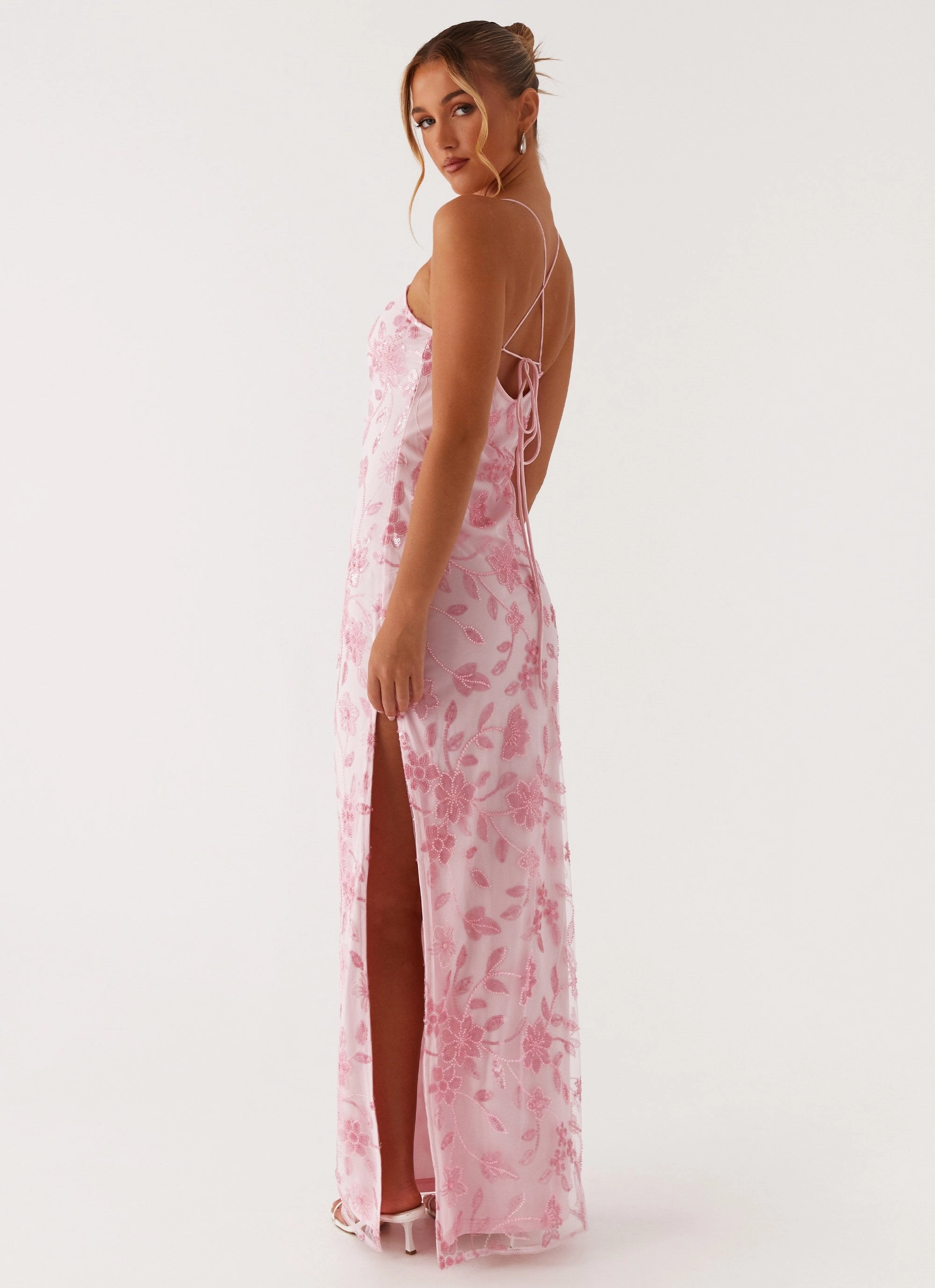 Bright Lights Beaded Maxi Dress - Pink