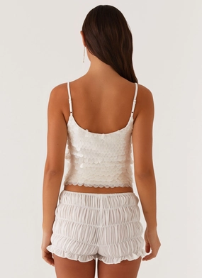 Britta Sequin Cami Top - White Britta Sequin Cami Top - White