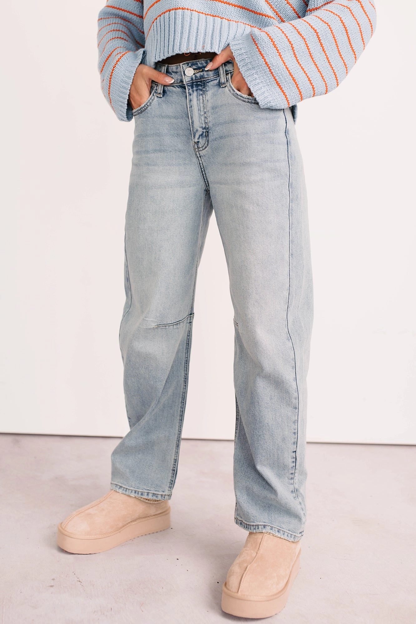 Brock High Rise Barrel Leg Kancan Jeans (Light)