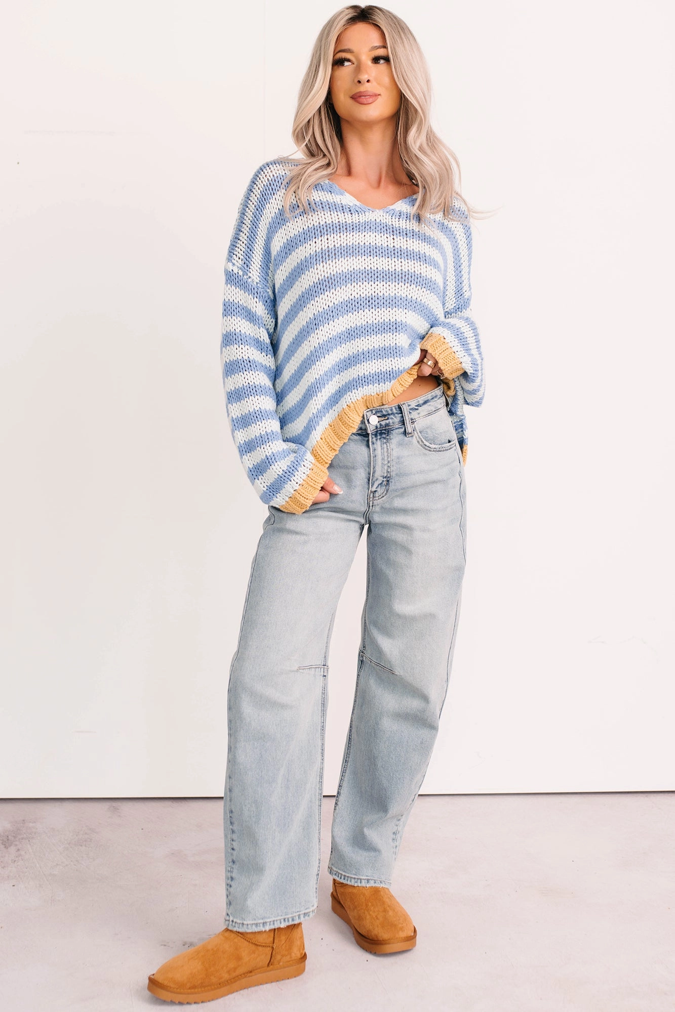 Brock High Rise Barrel Leg Kancan Jeans (Light)