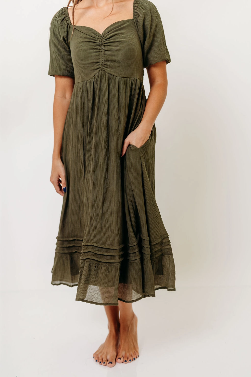Bronte Midi Dress in Calla Green