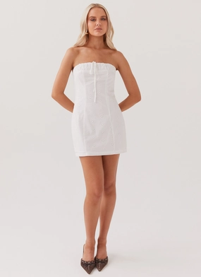 Bronwyn Broderie Mini Dress - White Bronwyn Broderie Mini Dress - White