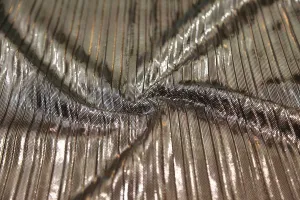 Bronze & Gold on Black Base Ombre Foil Printed Pleated Knit Fabric