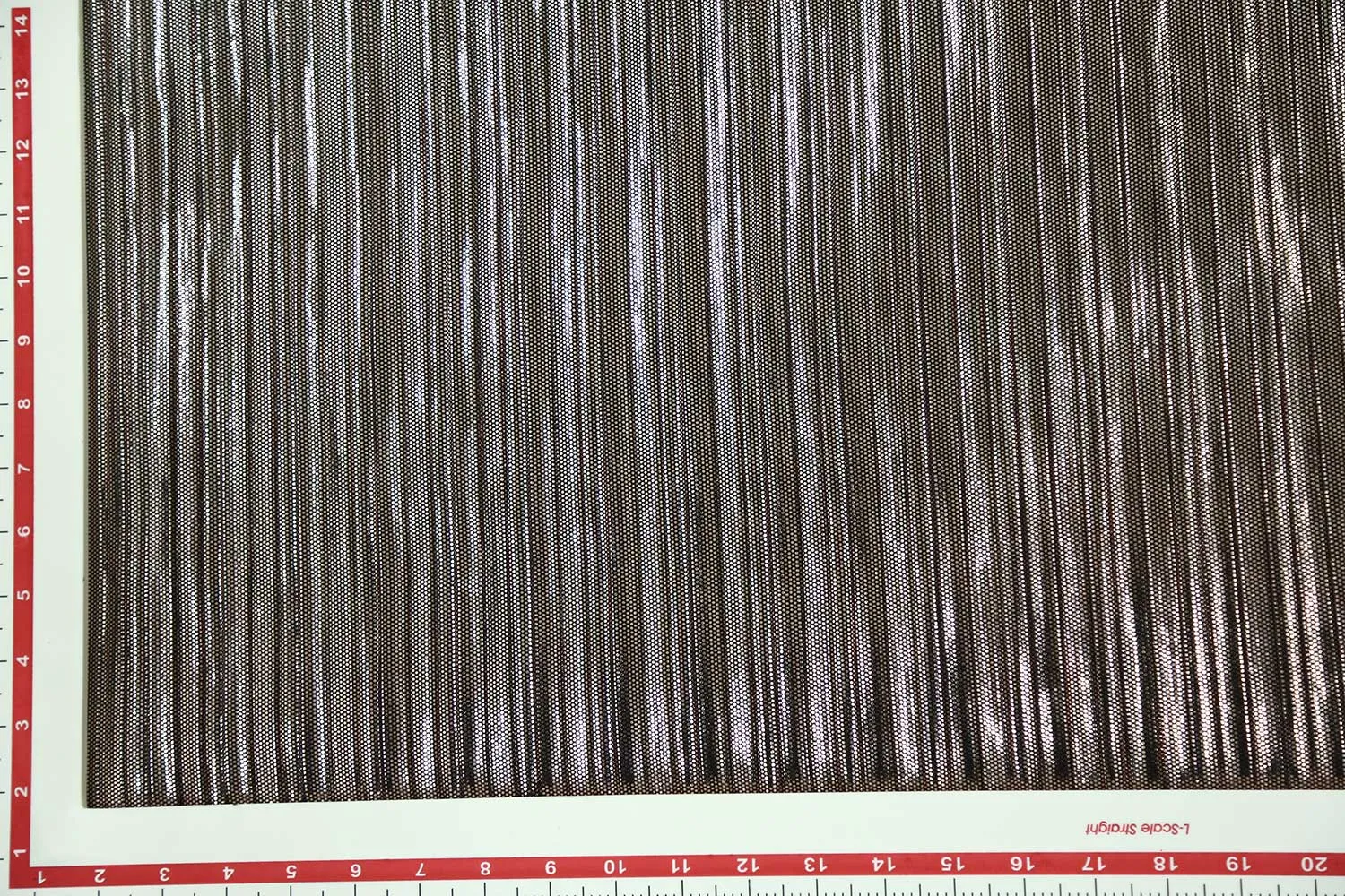 Bronze & Gold on Black Base Ombre Foil Printed Pleated Knit Fabric