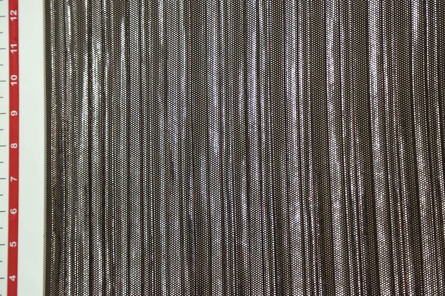 Bronze & Gold on Black Base Ombre Foil Printed Pleated Knit Fabric