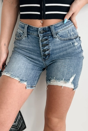 Bruce Mid Rise Distressed Judy Blue Shorts (Medium) Bruce Mid Rise Distressed Judy Blue Shorts (Medium)