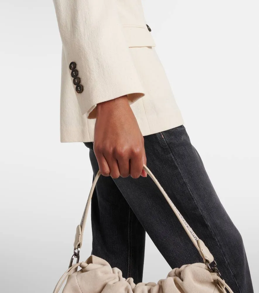 Brunello Cucinelli Double-breasted cotton and wool-blend blazer