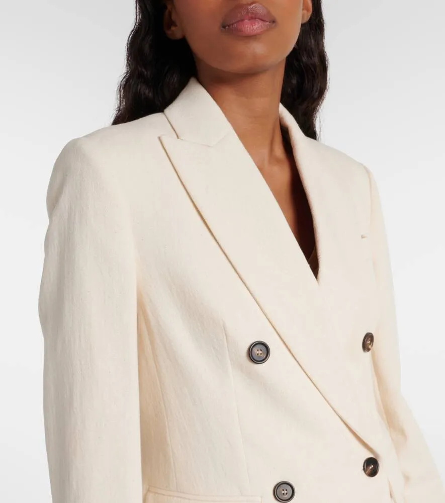 Brunello Cucinelli Double-breasted cotton and wool-blend blazer