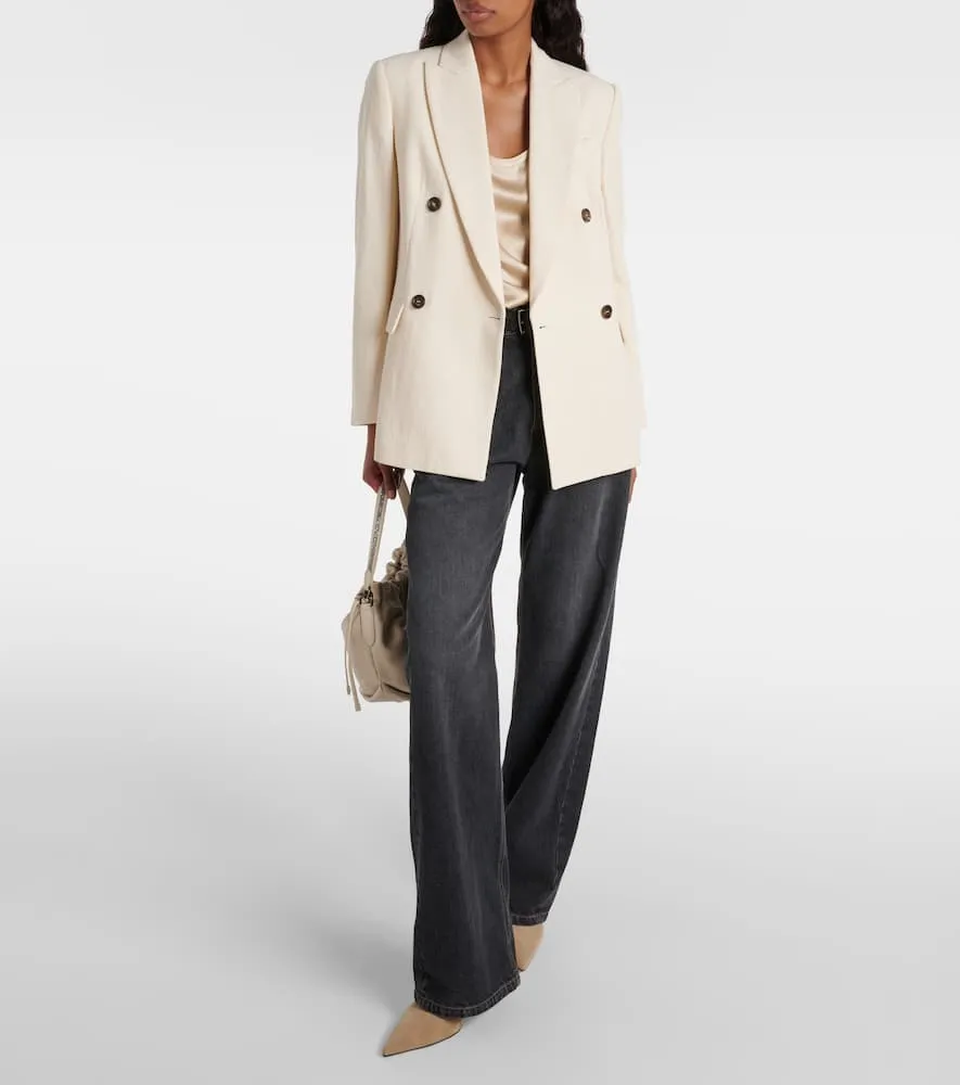 Brunello Cucinelli Double-breasted cotton and wool-blend blazer