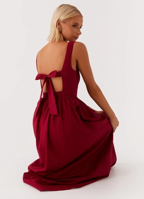 Brylin Linen Midi Dress - Red Brylin Linen Midi Dress - Red