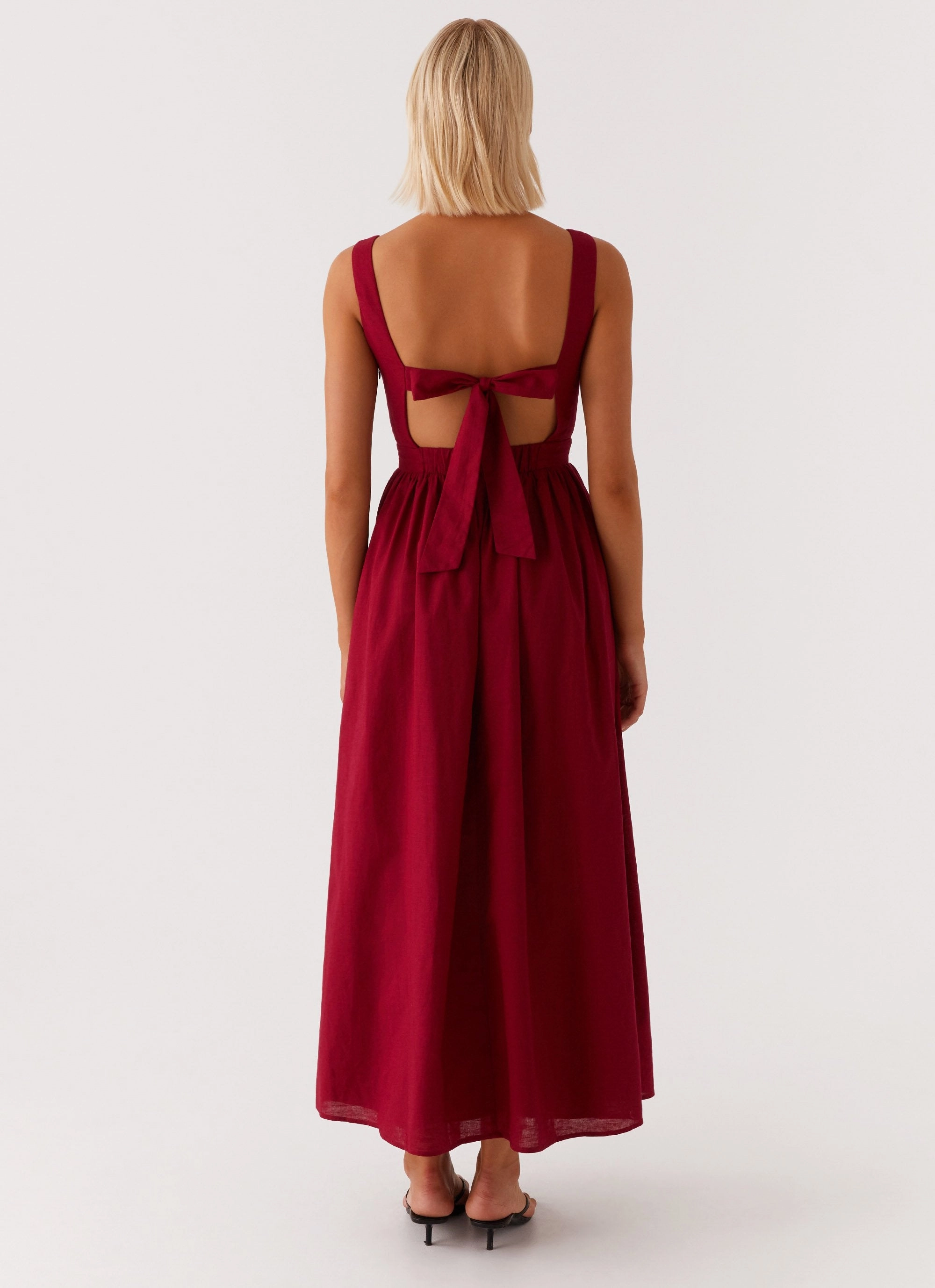 Brylin Linen Midi Dress - Red
