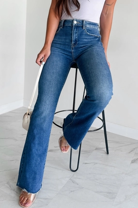 Brynn High Rise Raw Cut Risen Non Distressed Jeans (Dark) Brynn High Rise Raw Cut Risen Non Distressed Jeans (Dark)