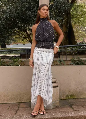 Buffy Maxi Skirt - White Polkadot Buffy Maxi Skirt - White Polkadot