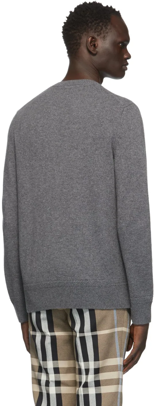 Burberry Grey Cashmere Monogram Motif Sweater