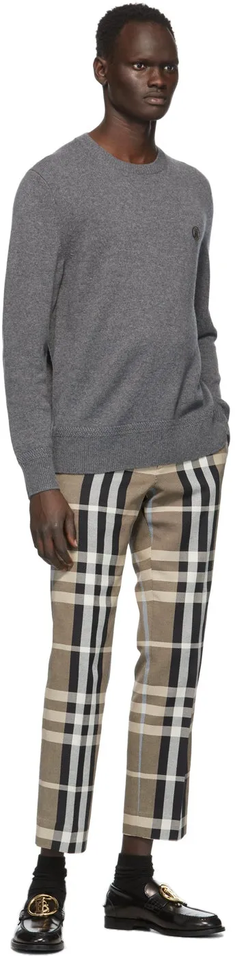 Burberry Grey Cashmere Monogram Motif Sweater