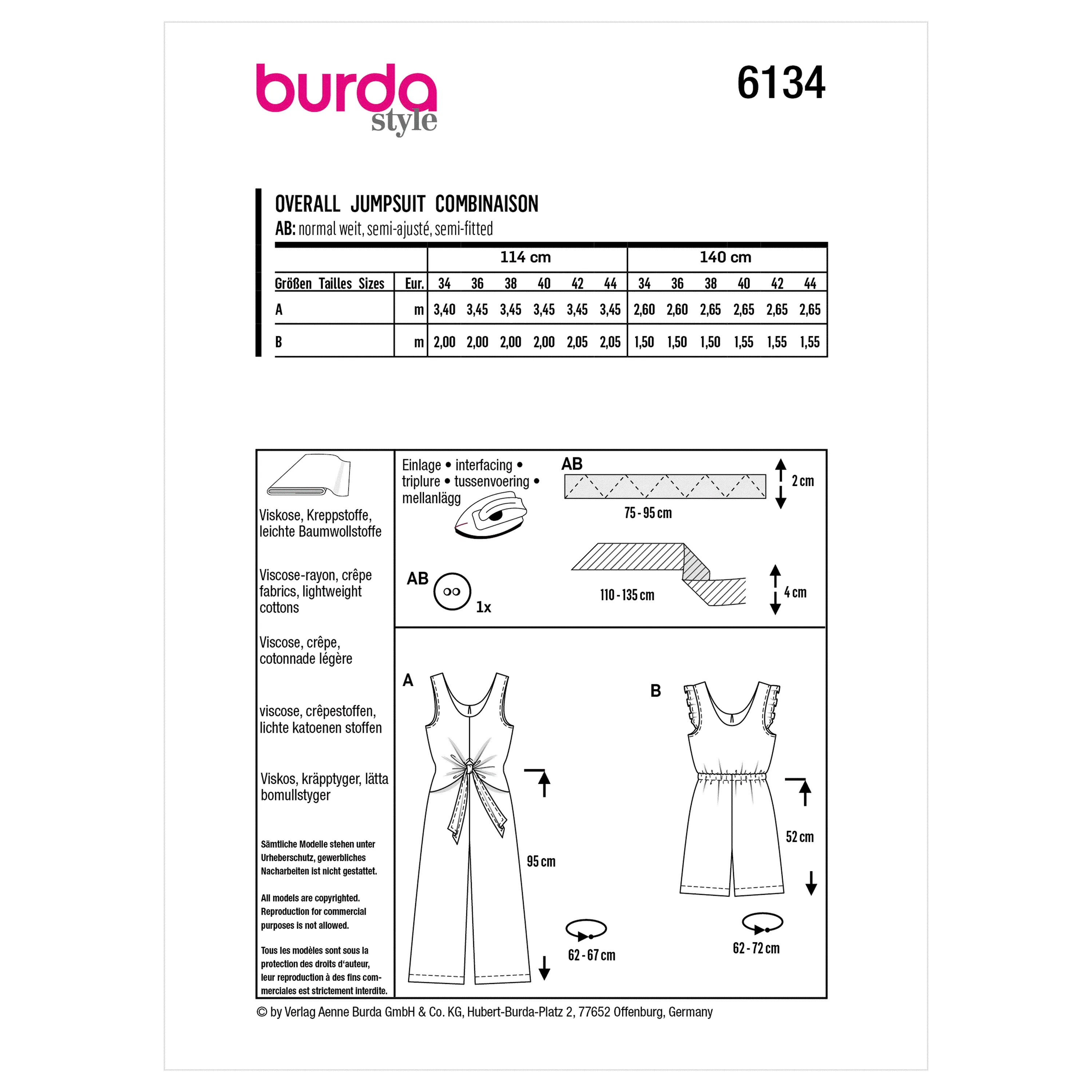 Burda Sewing Pattern 6134 Jumpsuit