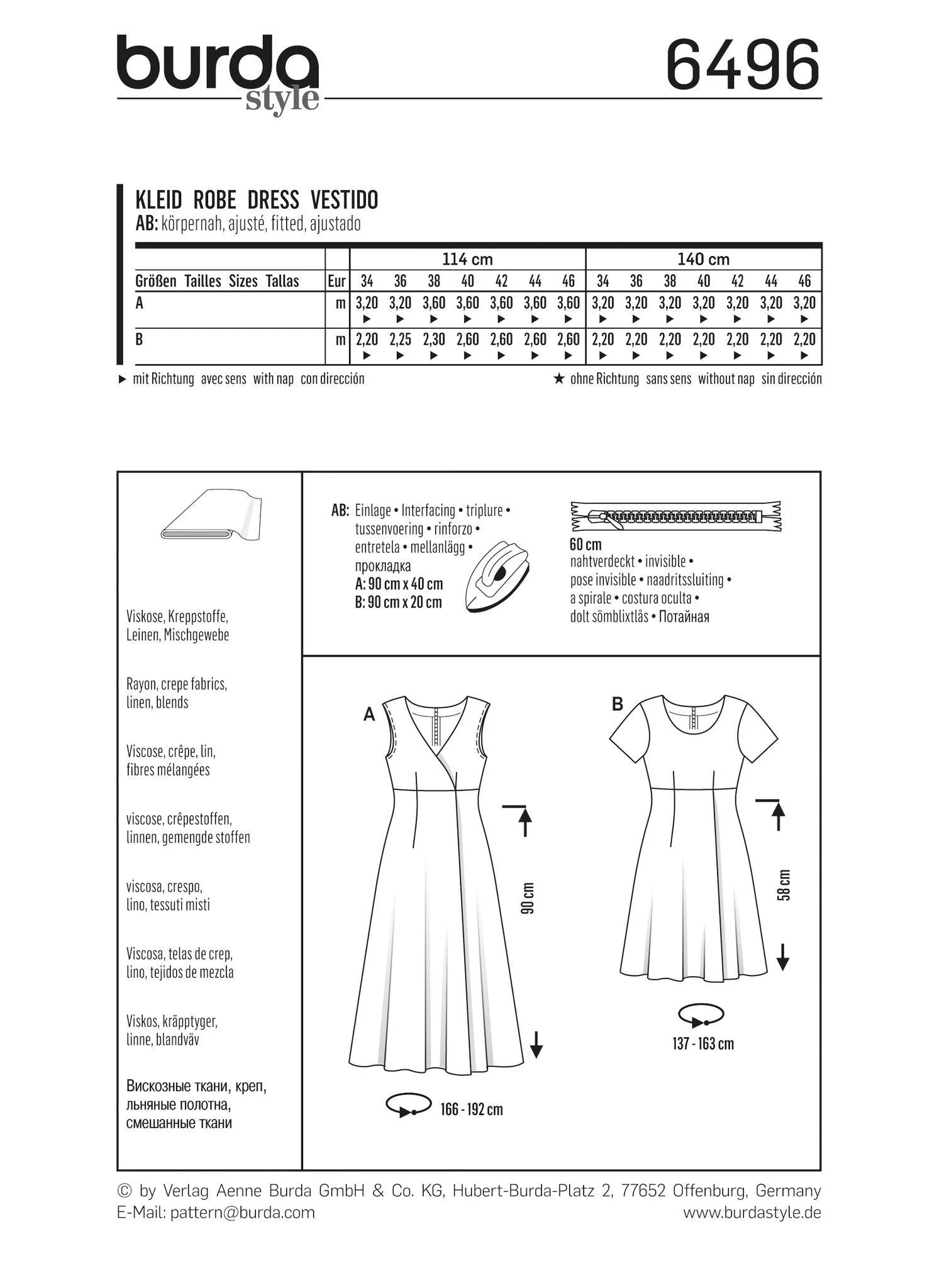 Burda Style Pattern BD6496 Misses' High Waist Dress