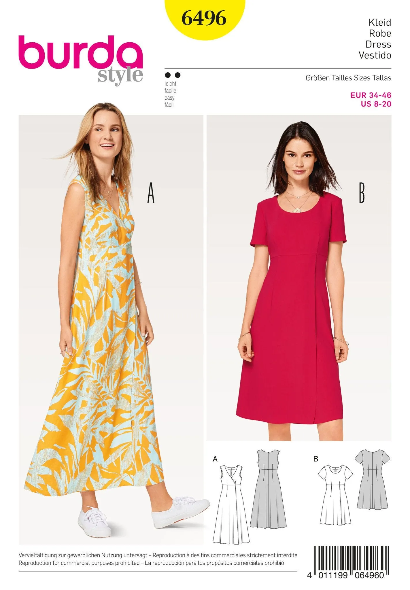 Burda Style Pattern BD6496 Misses' High Waist Dress
