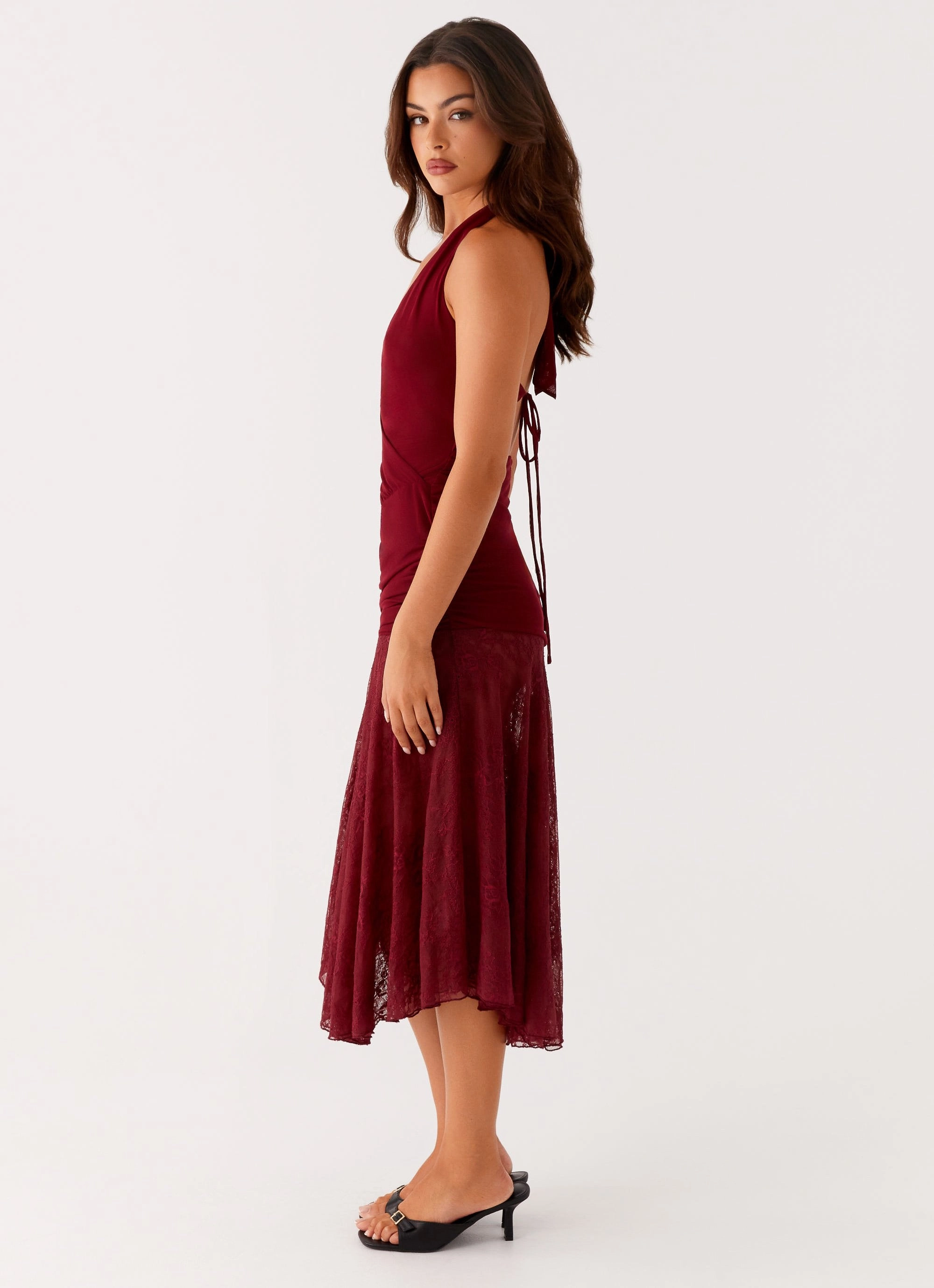 Burnout Midi Dress - Maroon