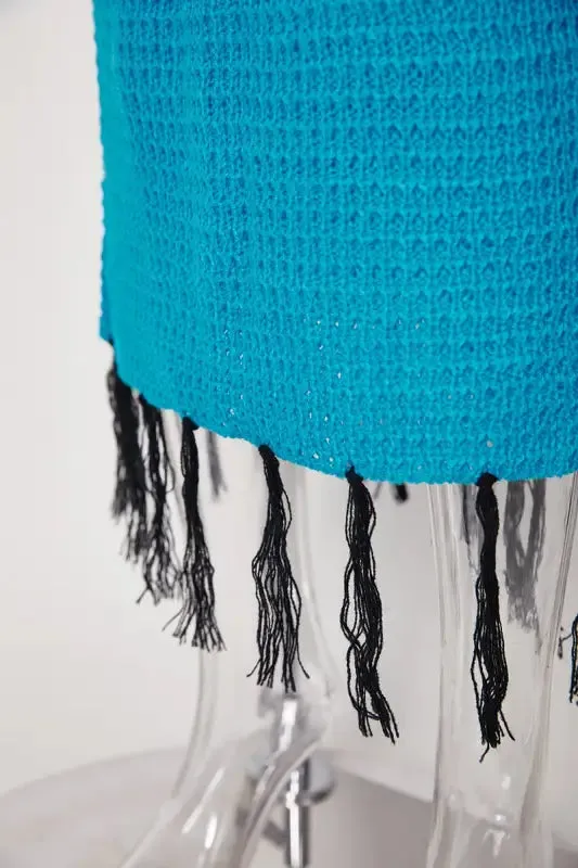 Butterfly Tassel High Waist Crochet Maxi Skirt Set