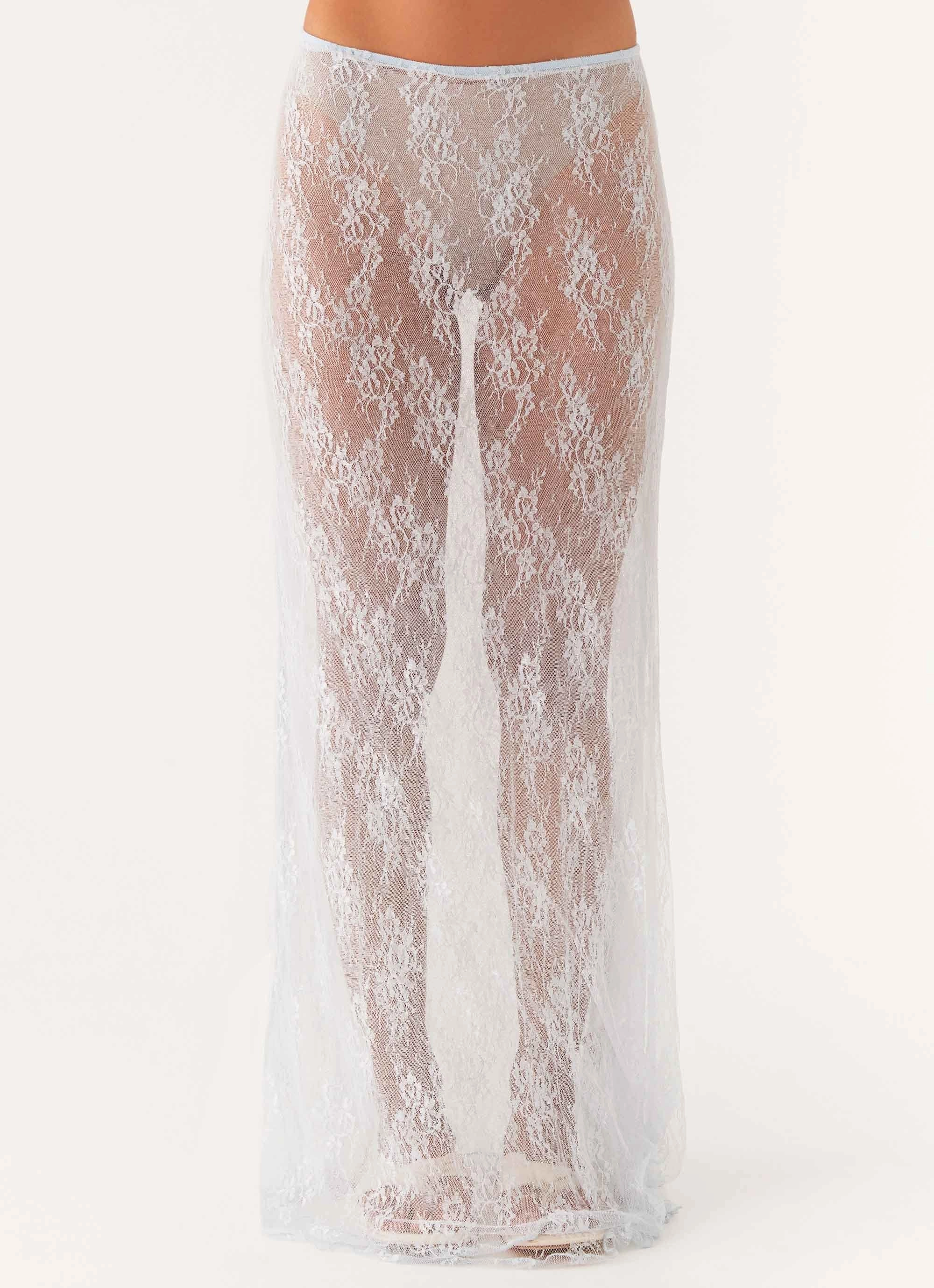 Caden Lace Maxi Skirt - Blue