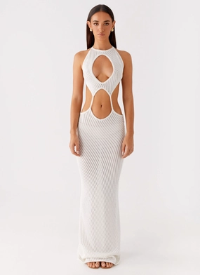 Caicos Crochet Maxi Dress - White Caicos Crochet Maxi Dress - White
