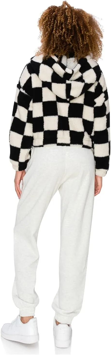 Cali1850 Women's Printed Faux Sherling Cropped Hoodie Outerwear Winter Coat Jacket