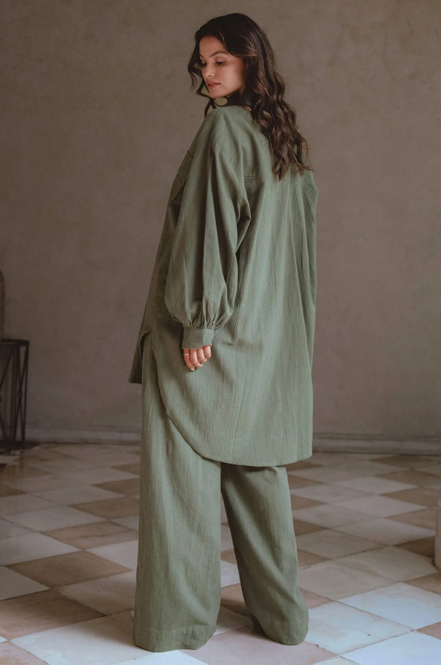 Calin Wide Leg Linen Pant- Khaki - Plus Sizes Available