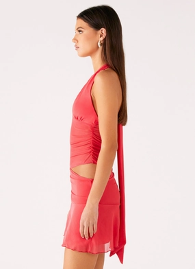 Calissa Haltherneck Mini Dress - Coral Calissa Haltherneck Mini Dress - Coral