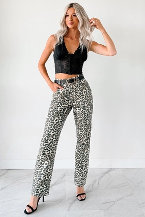 Calista High Rise Straight Leg Saige Denim Jeans (Leopard) Calista High Rise Straight Leg Saige Denim Jeans (Leopard)