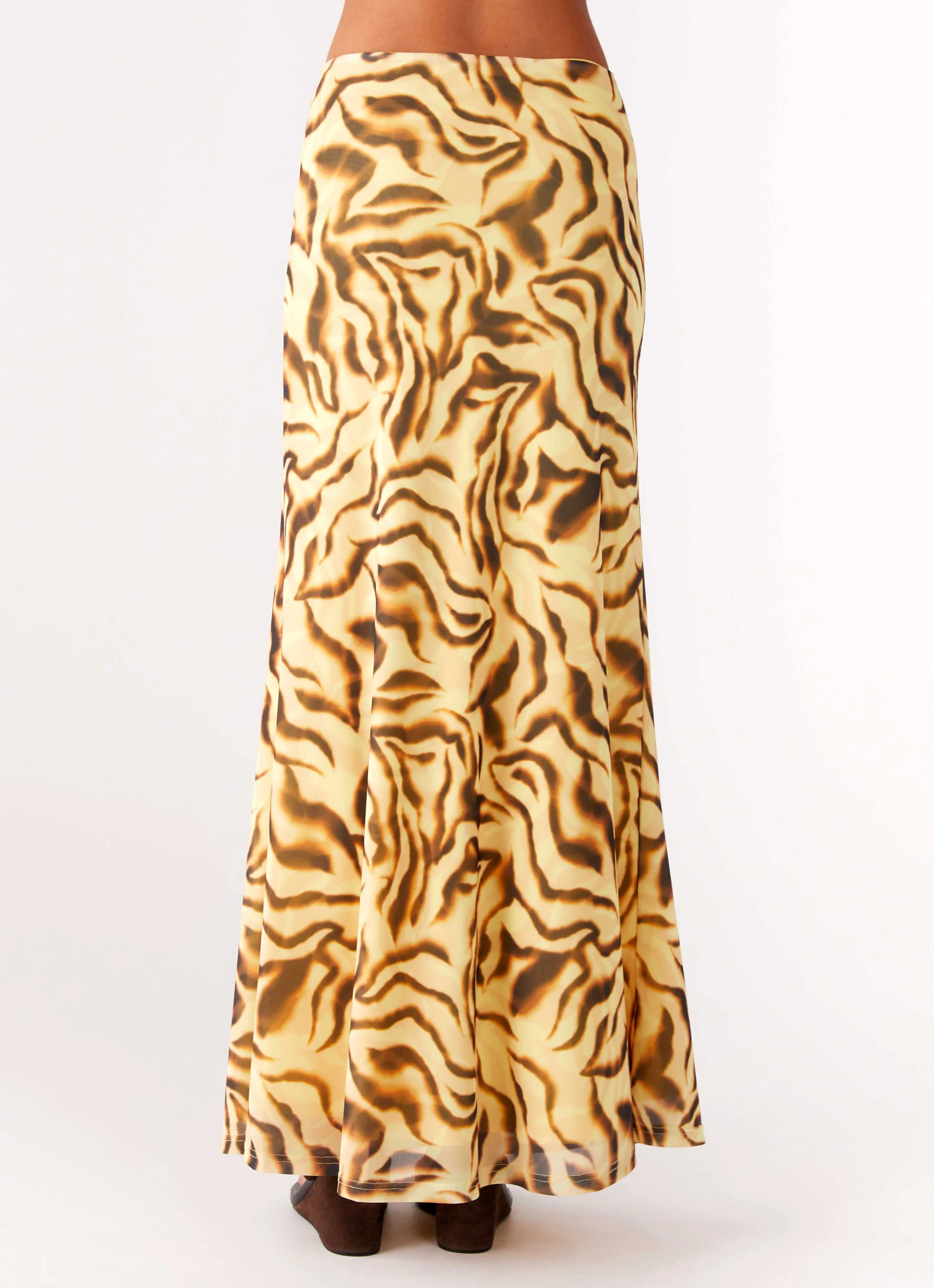 Call Me Low Rise Maxi Skirt - Yellow Zebra