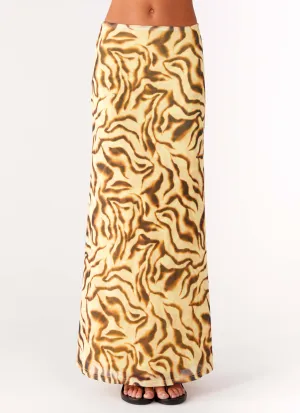 Call Me Low Rise Maxi Skirt - Yellow Zebra Call Me Low Rise Maxi Skirt - Yellow Zebra