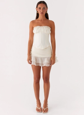 Call Me Never Tiered Mini Skirt - Ivory Call Me Never Tiered Mini Skirt - Ivory