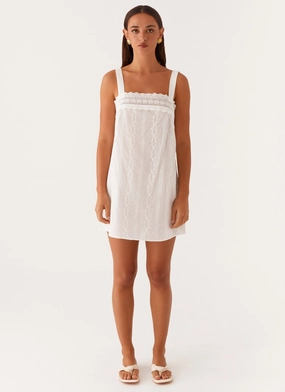 Calla Broderie Mini Dress - White Calla Broderie Mini Dress - White