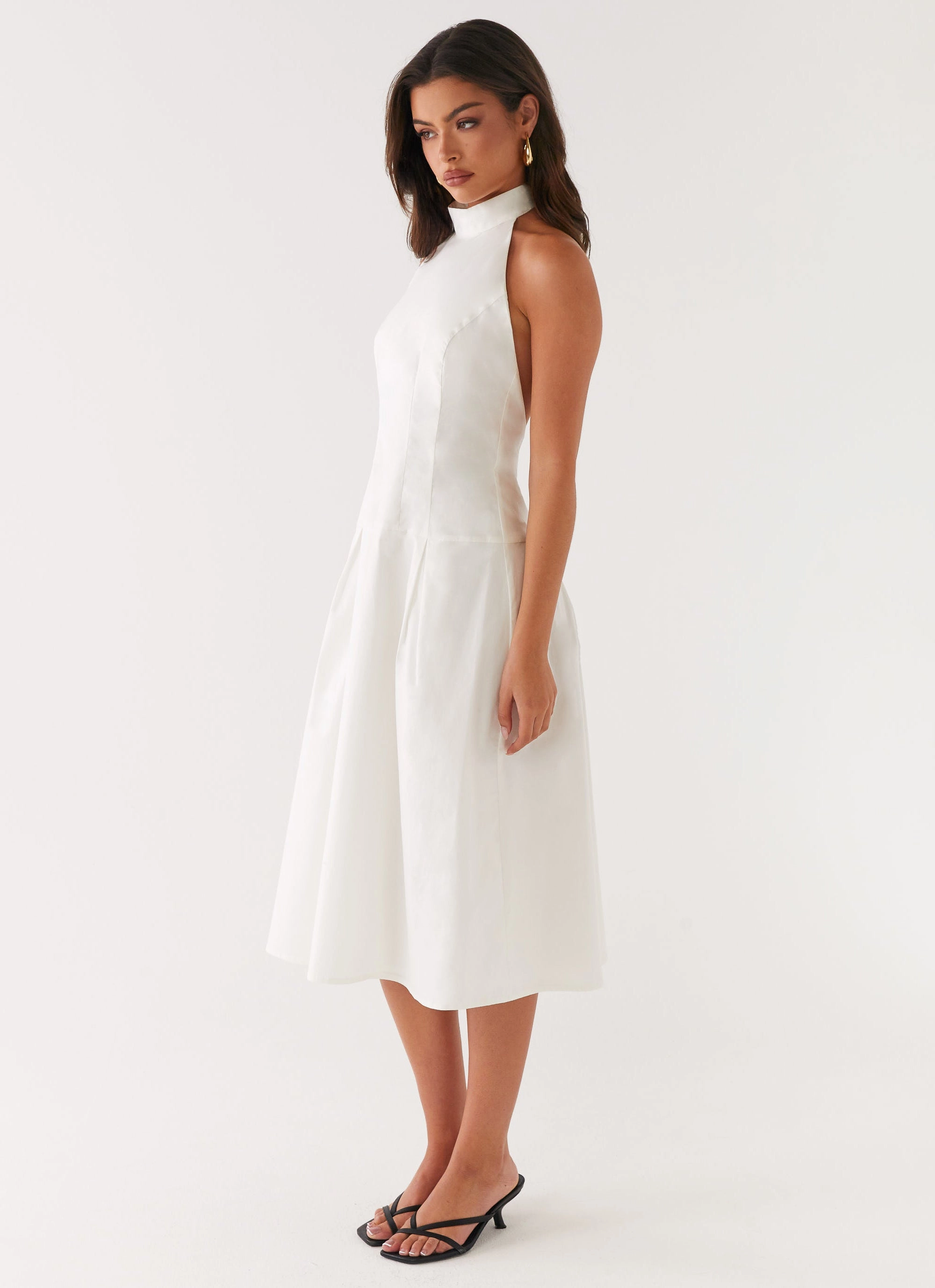 Calla Halter Midi Dress - White