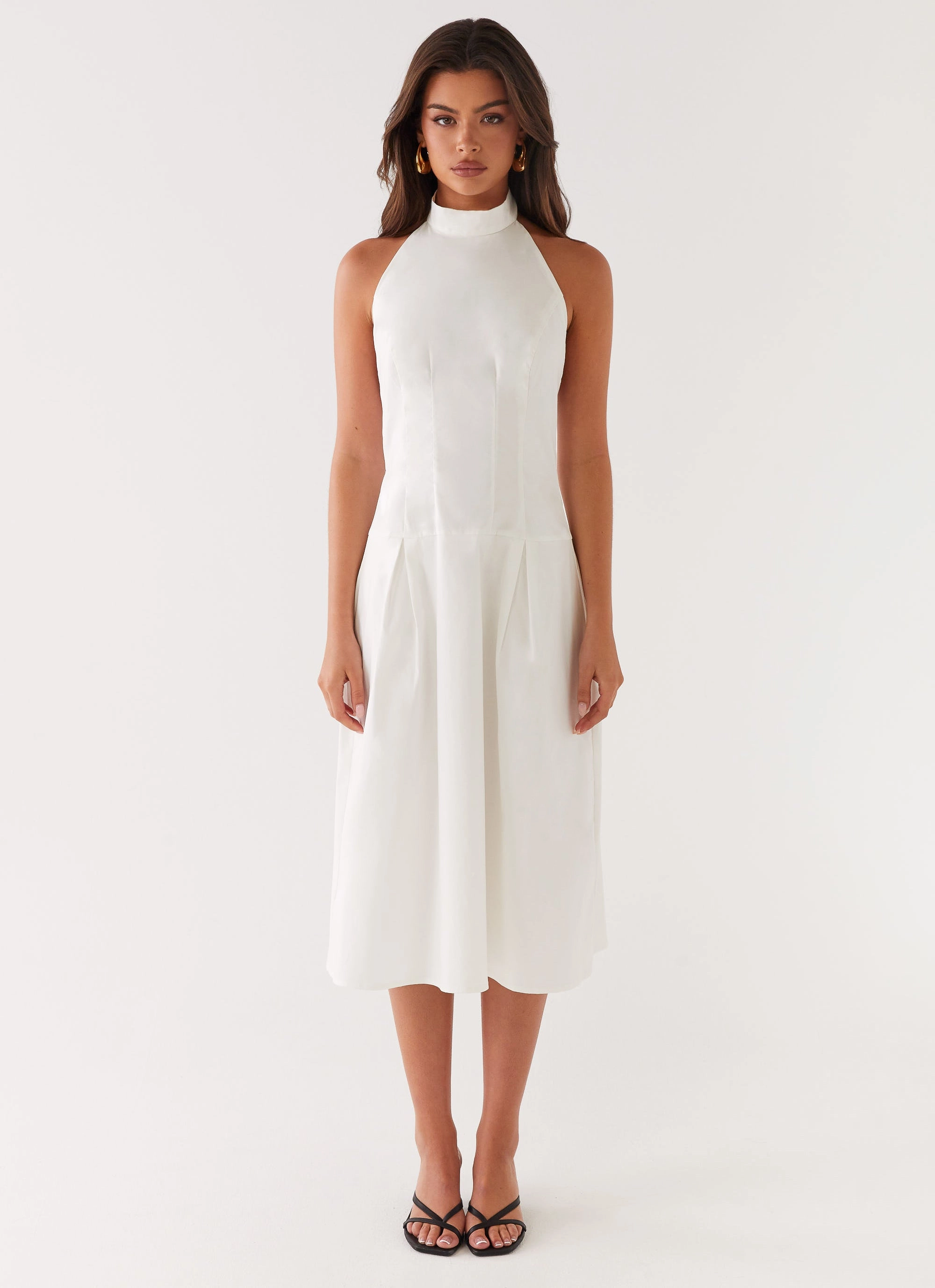 Calla Halter Midi Dress - White